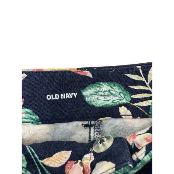 Old Navy Blue Floral Office‎ Secret Slim Pocket Straight Leg Pixie Pants Size 16 - Picture 2 of 12